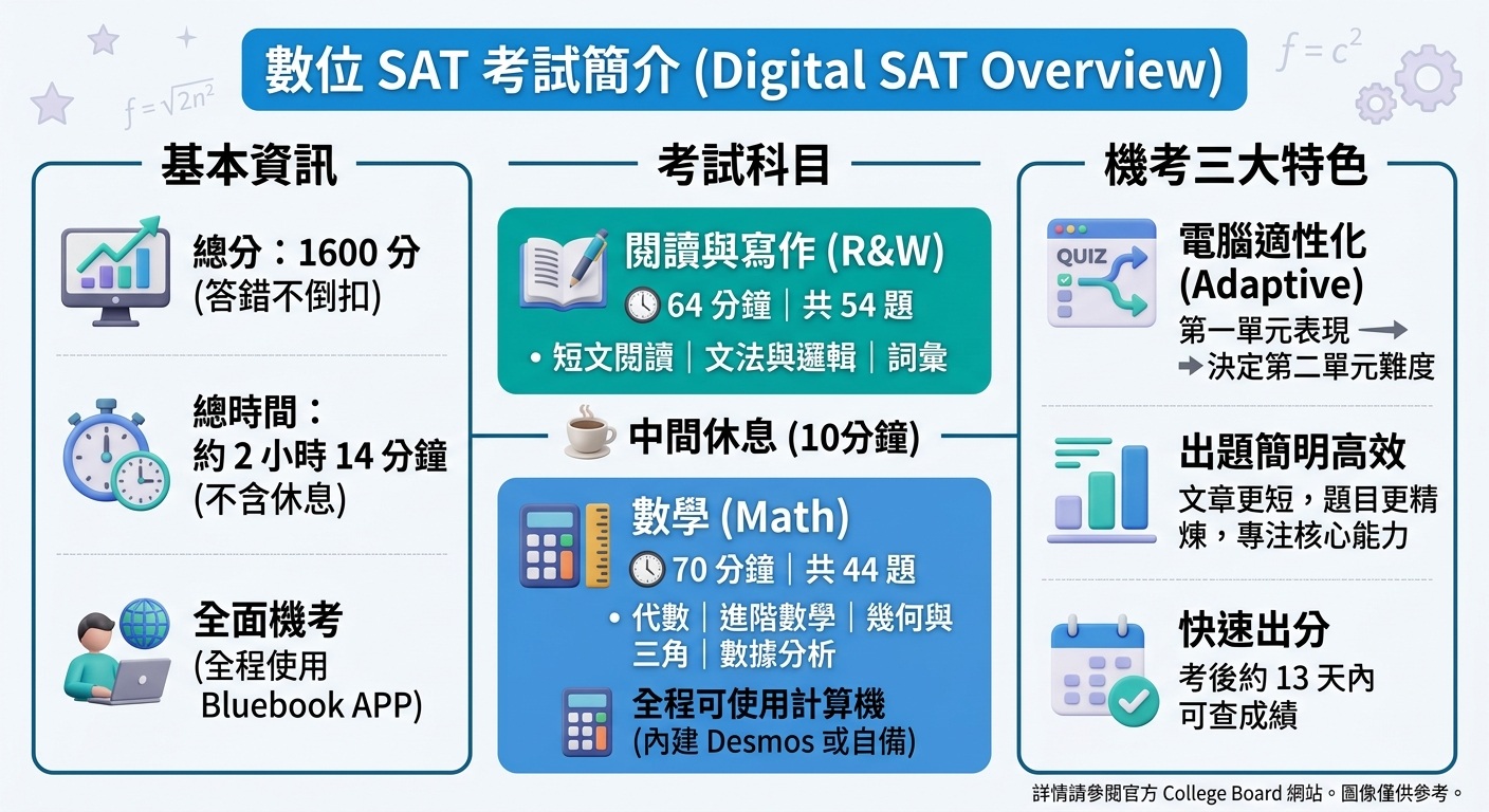 Digital SAT考試結構與科目